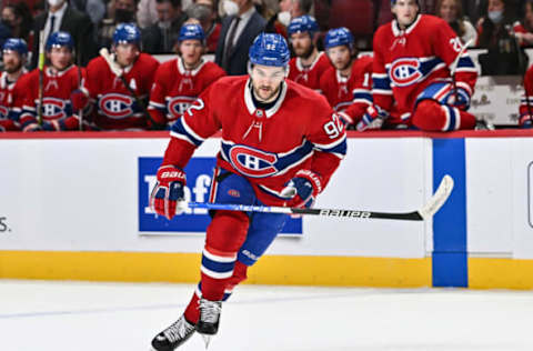 MONTREAL, QC – MARCH 21: Jonathan Drouin #92 of the Montreal Canadiens skates against the Boston Bruins during the first period at Centre Bell on March 21, 2022 in Montreal, Canada. The Boston Bruins defeated the Montreal Canadiens 3-2 in overtime. (Photo by Minas Panagiotakis/Getty Images)