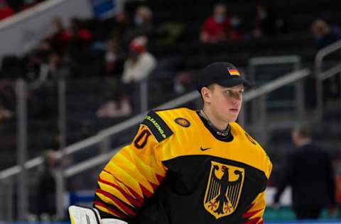 EDMONTON, AB – DECEMBER 27: Goaltender Nikita Quapp #30 of Germany skates against Czechia in the first period during the 2022 IIHF World Junior Championship at Rogers Place on December 27, 2021, in Edmonton, Canada. (Photo by Codie McLachlan/Getty Images)