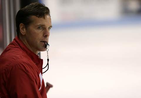 BOSTON – OCTOBER 9: Boston University ice hockey head coach David Quinn. (Photo by Barry Chin/The Boston Globe via Getty Images)