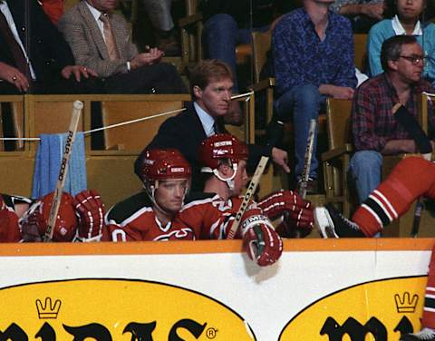 Head Coach Jim Schoenfeld of the New Jersey Devils. (Photo by Graig Abel/Getty Images)