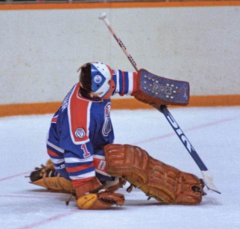 Grant Fuhr #1, Edmonton Oilers (Photo by Graig Abel/Getty Images)