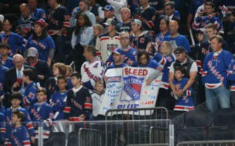 NEW YORK, NY – OCTOBER 05: Fans watch as the New York Rangers take the ice for pregame warmups before the home opener against the Colorado Avalanche at Madison Square Garden on October 5, 2017 in New York City. (Photo by Jared Silber/NHLI via Getty Images)