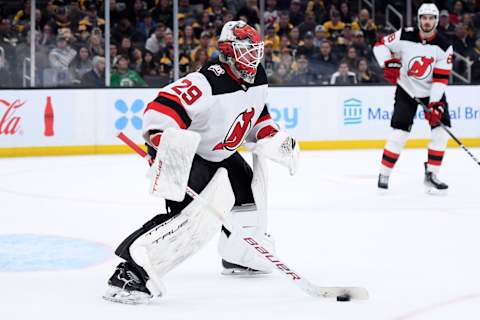 New Jersey Devils goaltender Mackenzie Blackwood (29): Bob DeChiara-USA TODAY Sports