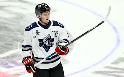 HAMILTON, ON – JANUARY 16TH: Alexis Lafreniere #11 of Team White skates during warm-up for the 2020 CHL/NHL Top Prospects Game against Team Red at FirstOntario Centre on January 16th, 2020 in Hamilton, Canada. (Photo by Vaughn Ridley/Getty Images)