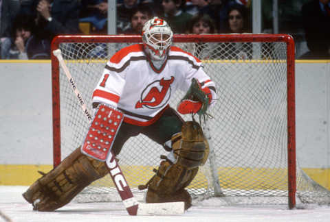 Chico Resch #1 of the New Jersey Devils (Photo by Focus on Sport/Getty Images)