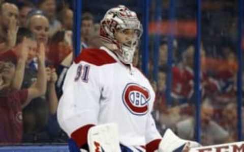 Dec 28, 2016; Tampa, FL, USA; Montreal Canadiens goalie Carey Price (31) looks on, as he works out prior to the game against the Tampa Bay Lightning at Amalie Arena. Mandatory Credit: Kim Klement-USA TODAY Sports