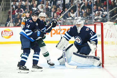 Winnipeg Jets Ville Heinola #14 (Mandatory Credit: Terrence Lee-USA TODAY Sports)