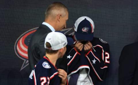 MONTREAL, QUEBEC – JULY 07: David Jiricek is drafted by the Columbus Blue Jackets during Round One of the 2022 Upper Deck NHL Draft at Bell Centre on July 07, 2022 in Montreal, Quebec, Canada. (Photo by Bruce Bennett/Getty Images)