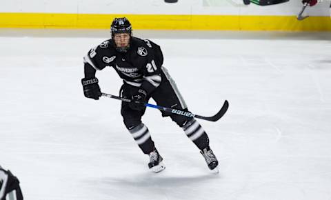 Kasper Björkqvist #20 of the Providence College Friars (Photo by Richard T Gagnon/Getty Images)