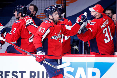 WASHINGTON, DC – MAY 15: Tom Wilson #43 of the Washington Capitals . (Photo by Tim Nwachukwu/Getty Images)