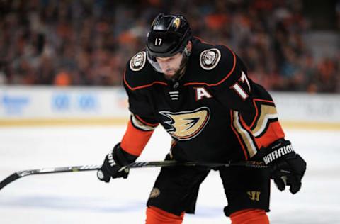 ANAHEIM, CA – April 14: Ryan Kesler #17 of the Anaheim Ducks looks on during the third period in Game Two of the Western Conference First Round against the San Jose Sharks during the 2018 NHL Stanley Cup Playoffs at Honda Center on April 14, 2018, in Anaheim, California. The San Jose Sharks defeated the Anaheim Ducks 3-2. (Photo by Sean M. Haffey/Getty Images)