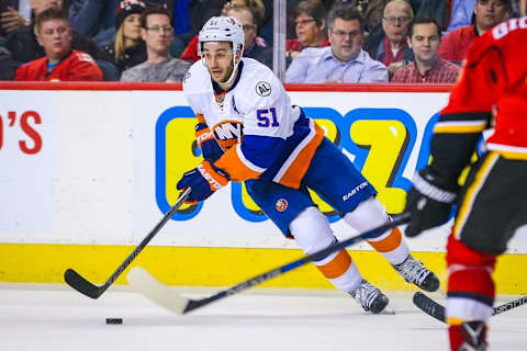 New York Islanders center Frans Nielsen (51) controls the puck. Mandatory Credit: Sergei Belski-USA TODAY Sports