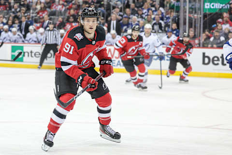 New Jersey Devils center Dawson Mercer (91): Vincent Carchietta-USA TODAY Sports