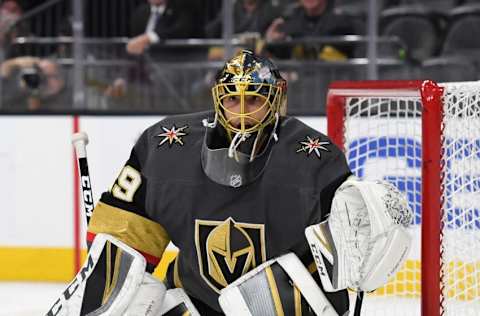 LAS VEGAS, NV – SEPTEMBER 28: Marc-Andre Fleury #29 of the Vegas Golden Knights tends net during a preseason game against the Colorado Avalanche at T-Mobile Arena on September 28, 2017 in Las Vegas, Nevada. Colorado won 4-2. (Photo by Ethan Miller/Getty Images)