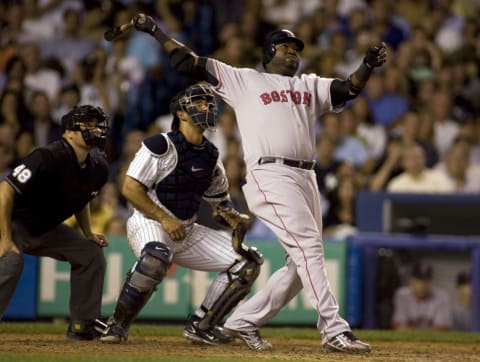 Aug 29, 2007 – New York, NY, USA – BASEBALL: Boston Red Sox DAVID ORTIZ home run against New York Yankees JASON VARITEK at Yankee Stadium in New York, NY. The Yankees won 4-3. (Photo by John Dunn/Sporting News via Getty Images)