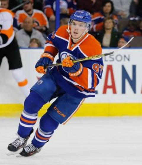 Nov 3, 2015; Edmonton, Alberta, CAN; Edmonton Oilers forward Connor McDavid (97) skates against the Philadelphia Flyers at Rexall Place. Mandatory Credit: Perry Nelson-USA TODAY Sports