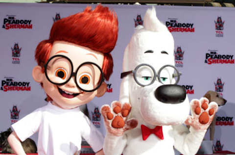 HOLLYWOOD, CA – FEBRUARY 14: Sherman and Mr. Peabody attending The Famed Top Dog Mr. Peabody pawprint ceremony at TCL Chinese Theatre IMAX on February 14, 2014 in Hollywood, California. (Photo by Paul Redmond/WireImage)