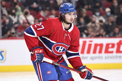 Nov 29, 2021; Montreal, Quebec, CAN; Montreal Canadiens defenseman Alexander Romanov. Mandatory Credit: Jean-Yves Ahern-USA TODAY Sports