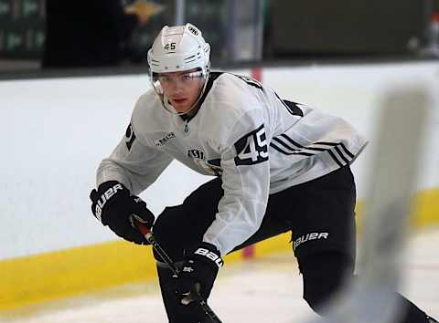 BOSTON – JUNE 26: John Beecher skates through a drill during a Boston Bruins development camp at Warrior Ice Arena in the Brighton neighborhood of Boston on June 26, 2019. (Photo by John Tlumacki/The Boston Globe via Getty Images)