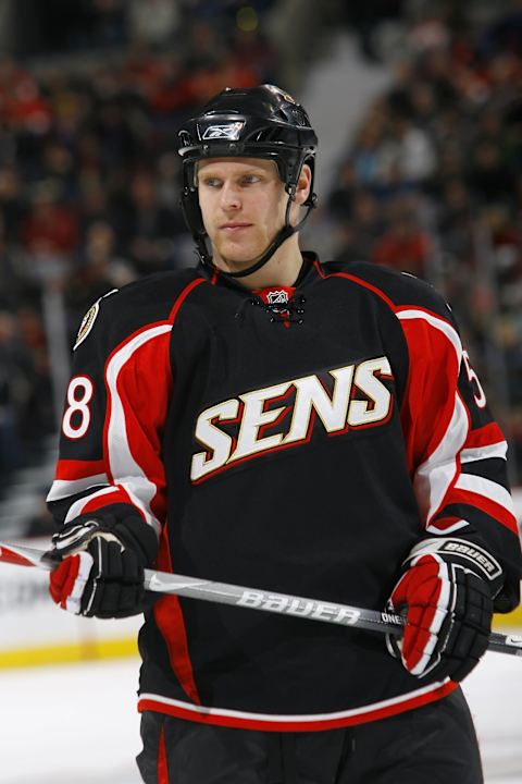 OTTAWA – NOVEMBER 22: Cody Bass #58 of the Ottawa Senators skates during the game against the New York Rangers on November 22, 2008 at Scotiabank Place in Ottawa, Canada. (Photo by Phillip MacCallum/Getty Images)