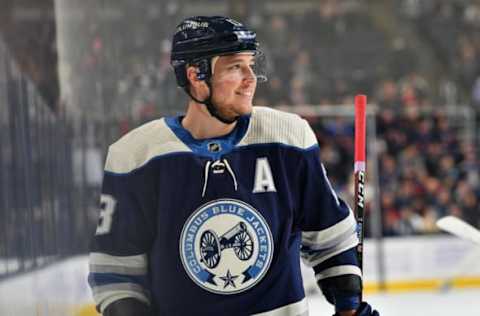 COLUMBUS, OH – NOVEMBER 15: Cam Atkinson #13 of the Columbus Blue Jackets skates against the Florida Panthers on November 15, 2018 at Nationwide Arena in Columbus, Ohio. (Photo by Jamie Sabau/NHLI via Getty Images)