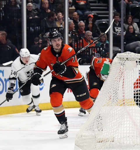 Josh Mahura #76 of the Anaheim Ducks (Photo by Bruce Bennett/Getty Images)