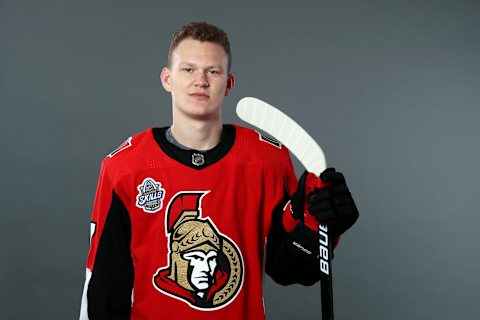 Brady Tkachuk #7 of the Ottawa Senators . (Photo by Jamie Squire/Getty Images)