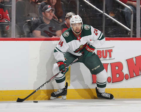 NEWARK, NEW JERSEY – NOVEMBER 26: Matt Dumba #24 of the Minnesota Wild skates against the New Jersey Devils at the Prudential Center on November 26, 2019 in Newark, New Jersey. (Photo by Bruce Bennett/Getty Images)