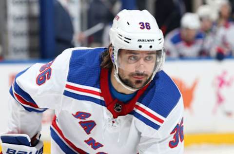 NEW YORK, NY – FEBRUARY 08: Mats Zuccarello #36 of the New York Rangers skates against the Carolina Hurricanes at Madison Square Garden on February 8, 2019 in New York City. (Photo by Jared Silber/NHLI via Getty Images)