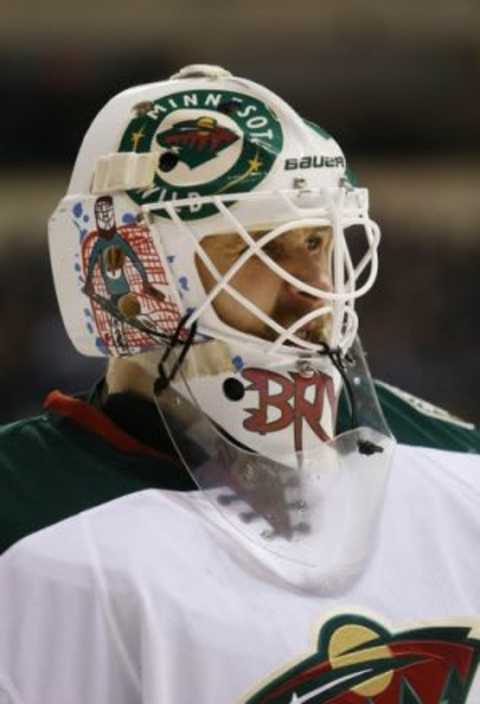 Apr 7, 2014; Winnipeg, Manitoba, CAN; Minnesota Wild goalie Ilya Bryzgalov (30) during the second period against the Winnipeg Jets at MTS Centre. Mandatory Credit: Bruce Fedyck-USA TODAY Sports