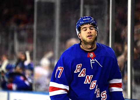 Tony DeAngelo #77 of the New York Rangers  (Photo by Emilee Chinn/Getty Images)