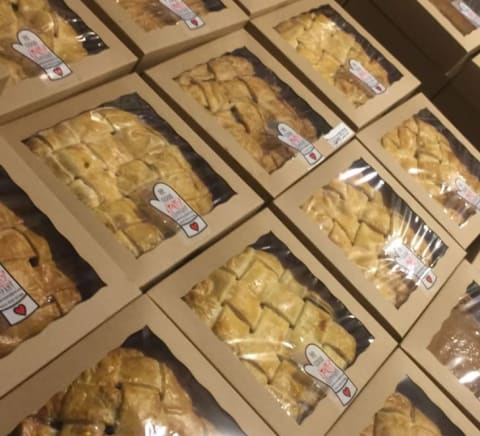 boxes of apple pie from The Good Pie Company