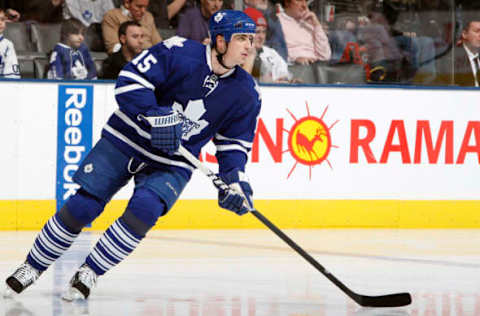 TORONTO, CANADA – JANUARY 22: Tomas Kaberle #15 of the Toronto Maple Leafs . (Photo by Abelimages/Getty Images)