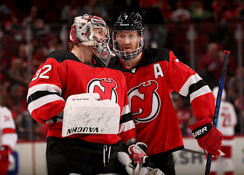 Jon Gillies #32 of the New Jersey Devils. (Photo by Elsa/Getty Images)