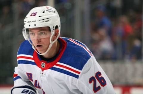 NEWARK, NEW JERSEY – SEPTEMBER 30: Jimmy Vesey #26 of the New York Rangers skates against the New Jersey Devils at the Prudential Center on September 30, 2022, in Newark, New Jersey. (Photo by Bruce Bennett/Getty Images)