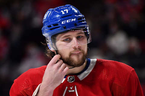 MONTREAL, QC – APRIL 29: Josh Anderson #17 of the Montreal Canadiens skates during the third period against the Florida Panthers at Centre Bell on April 29, 2022 in Montreal, Canada. The Montreal Canadiens defeated the Florida Panthers 10-2. (Photo by Minas Panagiotakis/Getty Images)