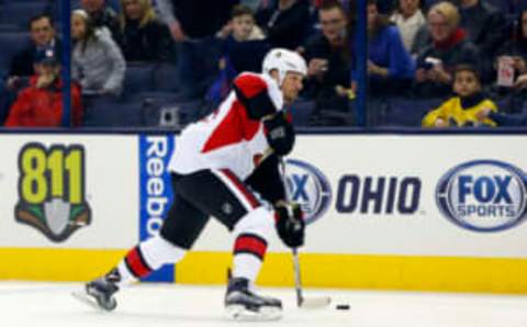 Ottawa Senators defenseman Marc Methot (3) passes the puck (Russell LaBounty-USA TODAY Sports)