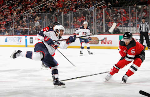 Johnny Gaudreau #13 of the Columbus Blue Jackets. (Photo by Bruce Bennett/Getty Images)