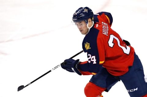 Mar 29, 2016; Sunrise, FL, USA; Florida Panthers left wing Jiri Hudler (24) skates in the second period of a game against the Toronto Maple Leafs at BB&T Center. Mandatory Credit: Robert Mayer-USA TODAY Sports