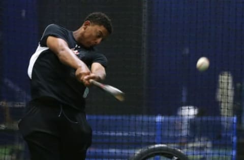 MISSISSAUGA, ON- JULY 26 – At 17, Mississauga’s Noah Naylor has worn out opposing pitchers (and a few pitching machines) on the road to what he hopes will be a career in the major leagues: There’s always room to improve. (Steve Russell/Toronto Star via Getty Images)