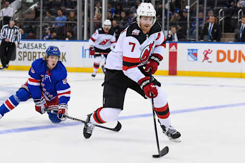 New Jersey Devils defenseman Dougie Hamilton (7): Dennis Schneidler-USA TODAY Sports