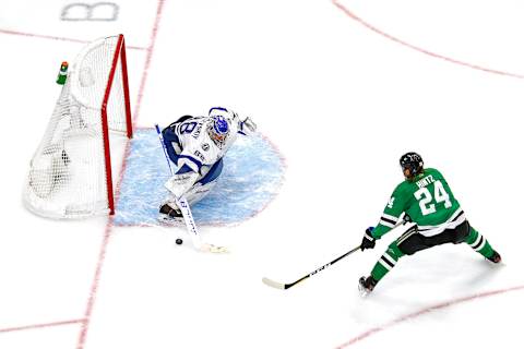 Roope Hintz #24 of the Dallas Stars. (Photo by Bruce Bennett/Getty Images)