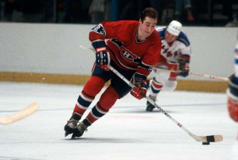 NEW YORK – CIRCA 1979: Bob Gainey #23 of the Montreal Canadiens skates against the New York Rangers during an NHL Hockey game circa 1979 at Madison Square Garden in the Manhattan borough of New York City. Gainey playing career went from 1973-89. (Photo by Focus on Sport/Getty Images)