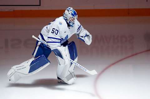 Toronto Maple Leafs goaltender Erik Kallgren (50): Charles LeClaire-USA TODAY Sports