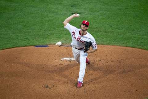 Aaron Nola #27 of the Philadelphia Phillies (Photo by Mitchell Leff/Getty Images)