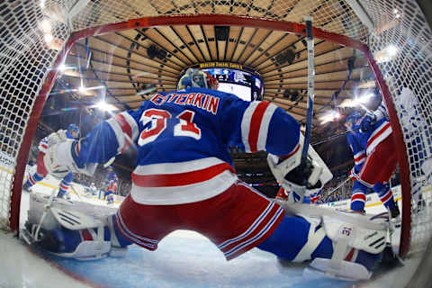 NEW YORK, NY – FEBRUARY 05: Igor Shesterkin #31 of the New York Rangers tends the net against the Toronto Maple Leafs at Madison Square Garden on February 5, 2020 in New York City. (Photo by Jared Silber/NHLI via Getty Images)