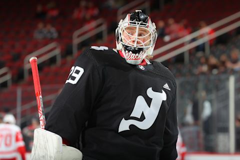 Mackenzie Blackwood #29 of the New Jersey Devils. (Photo by Rich Graessle/Getty Images)