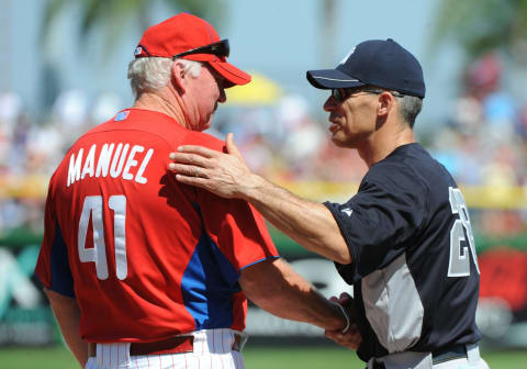 Now, Girardi and Manuel are on the same team: the Phillies. Photo by Al Messerschmidt/Getty Images.