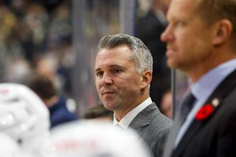 ST PAUL, MN – NOVEMBER 01: Head coach Martin St. Louis of the Montreal Canadiens looks on against the Minnesota Wild in the third period of the game at Xcel Energy Center on November 1, 2022 in St Paul, Minnesota. The Wild defeated the Canadiens 4-1. (Photo by David Berding/Getty Images)