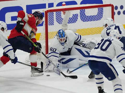 May 10, 2023; Sunrise, Florida, USA; Toronto Maple Leafs goaltender Joseph Woll (60)   FLA Live Arena. Mandatory Credit: Jim Rassol-USA TODAY Sports